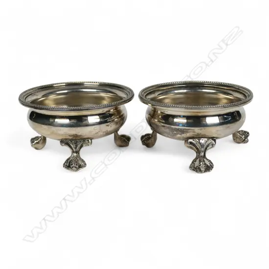 A pair of Victorian silver cauldron salts,