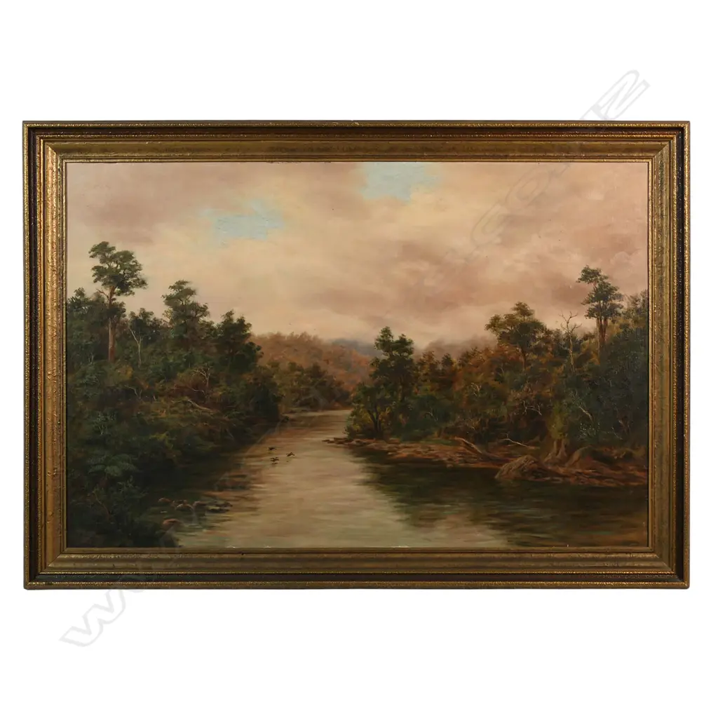 William George Baker (NZ 1864-1929) 'Totara River W. Coast', Image 1++