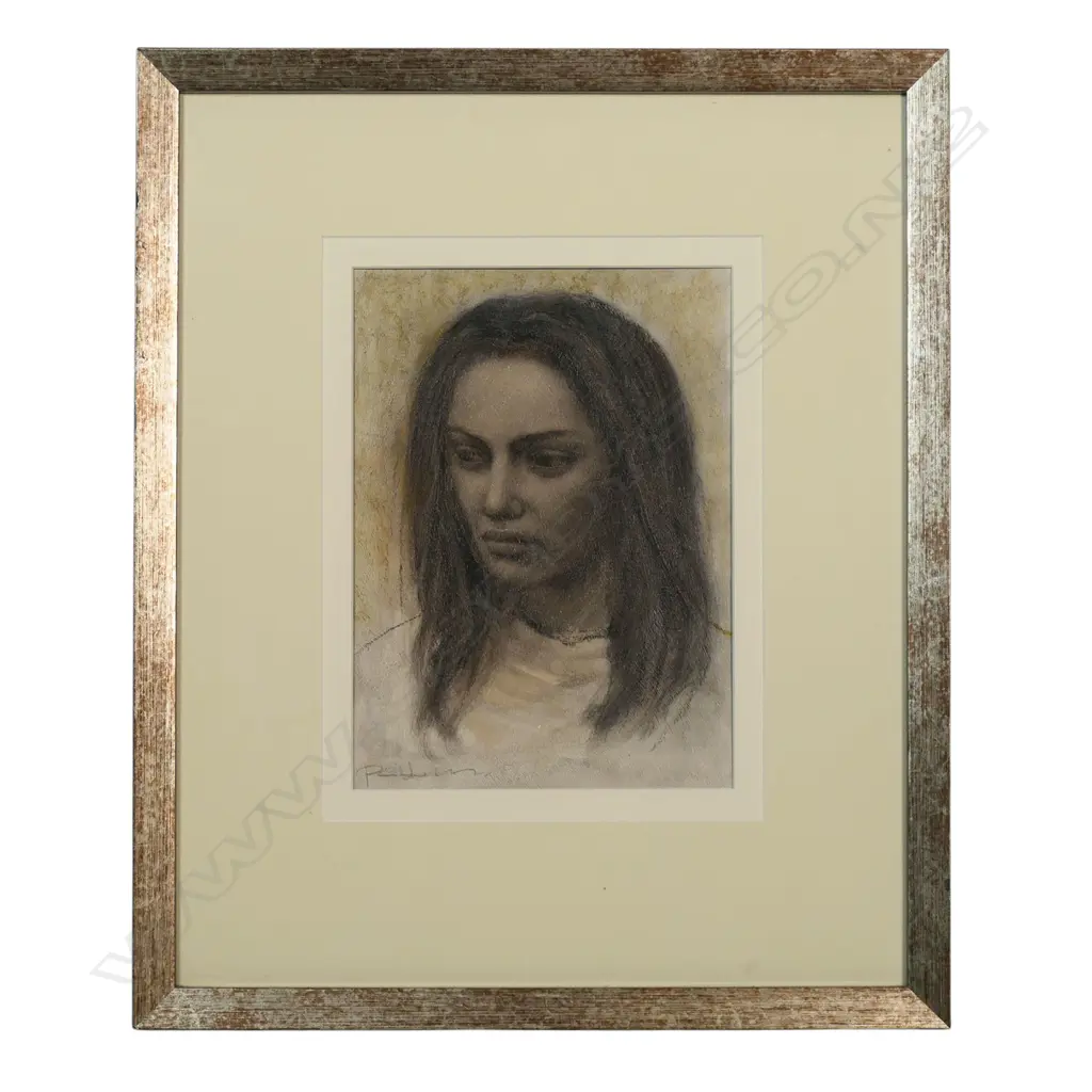 PHILIP HOLMES (NZ 1953-) 'CONTEMPLATION', CONTE & LINSEED ON ON PANEL, SIGNED, ENTITLED (verso), 200 x 155mm Image 1++