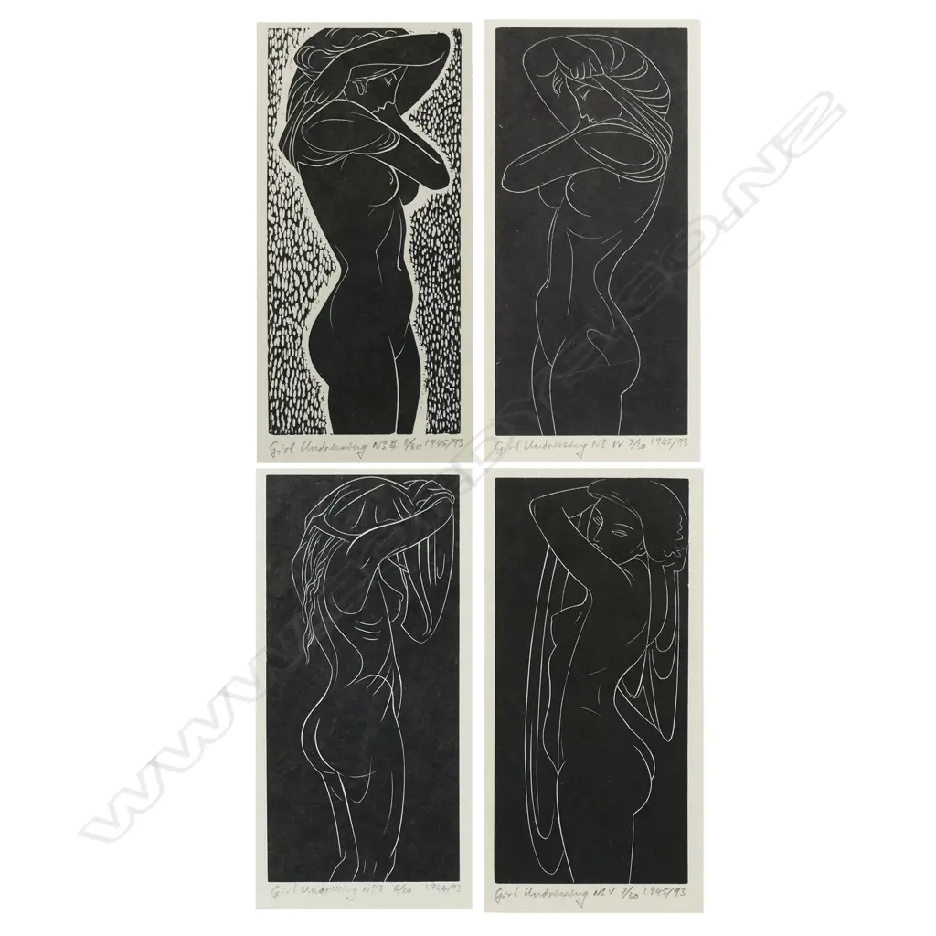 John Buckland-Wright (UK 1897-1954) 'Girl Undressing I,II,IV,V', Image 1++