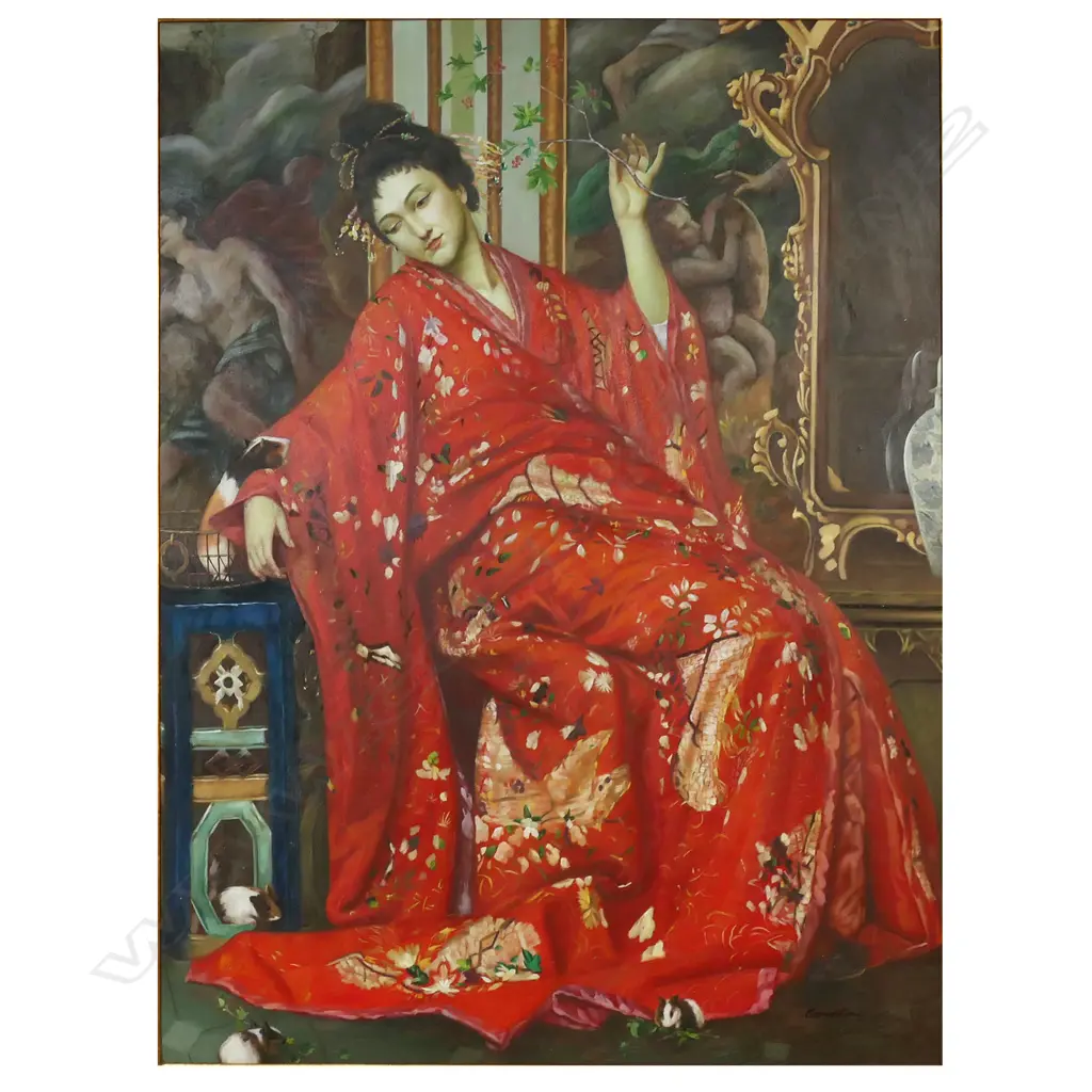 After Emile Villa - untitled interior scene with Japanese woman, Image 1++