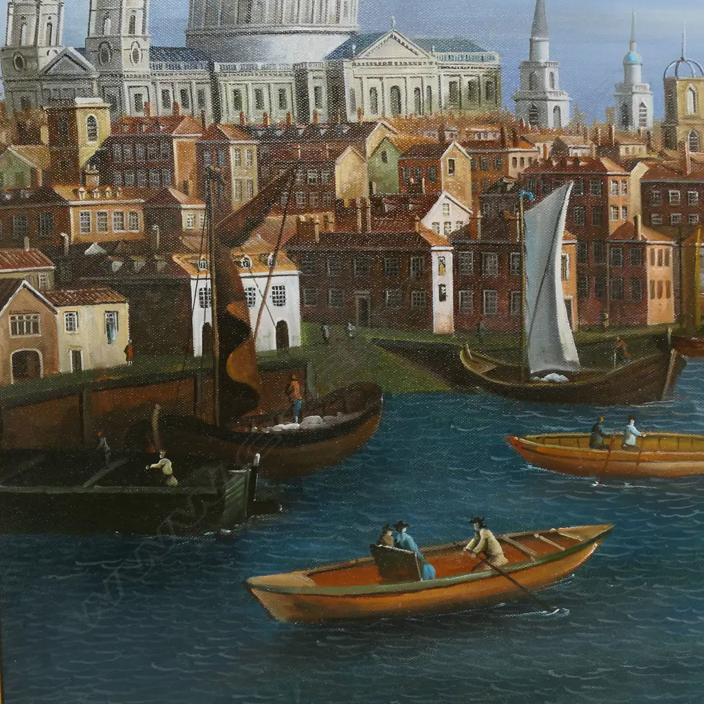 Di Prinzio (Late 20thC) 18thC View of London and the Thames with Somerset House, St. Paul's Cathedral and The Tower of London, Image 1++