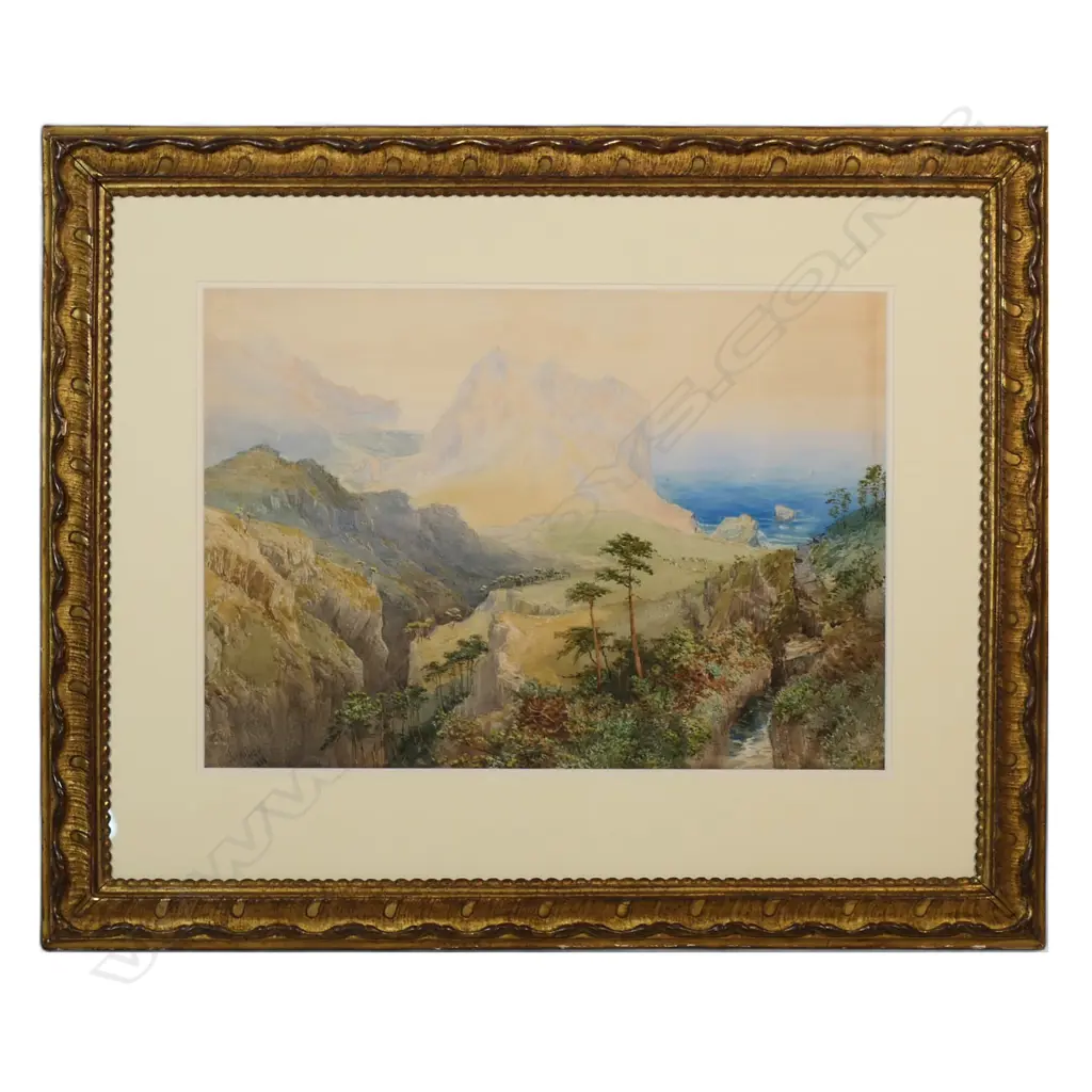 Nicholas Chevalier (1828-1902) untitled mountainous coastal scene, Image 1++