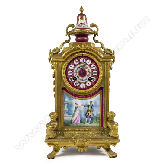 A 19thC French Louis XVI style ormolu mantel clock,