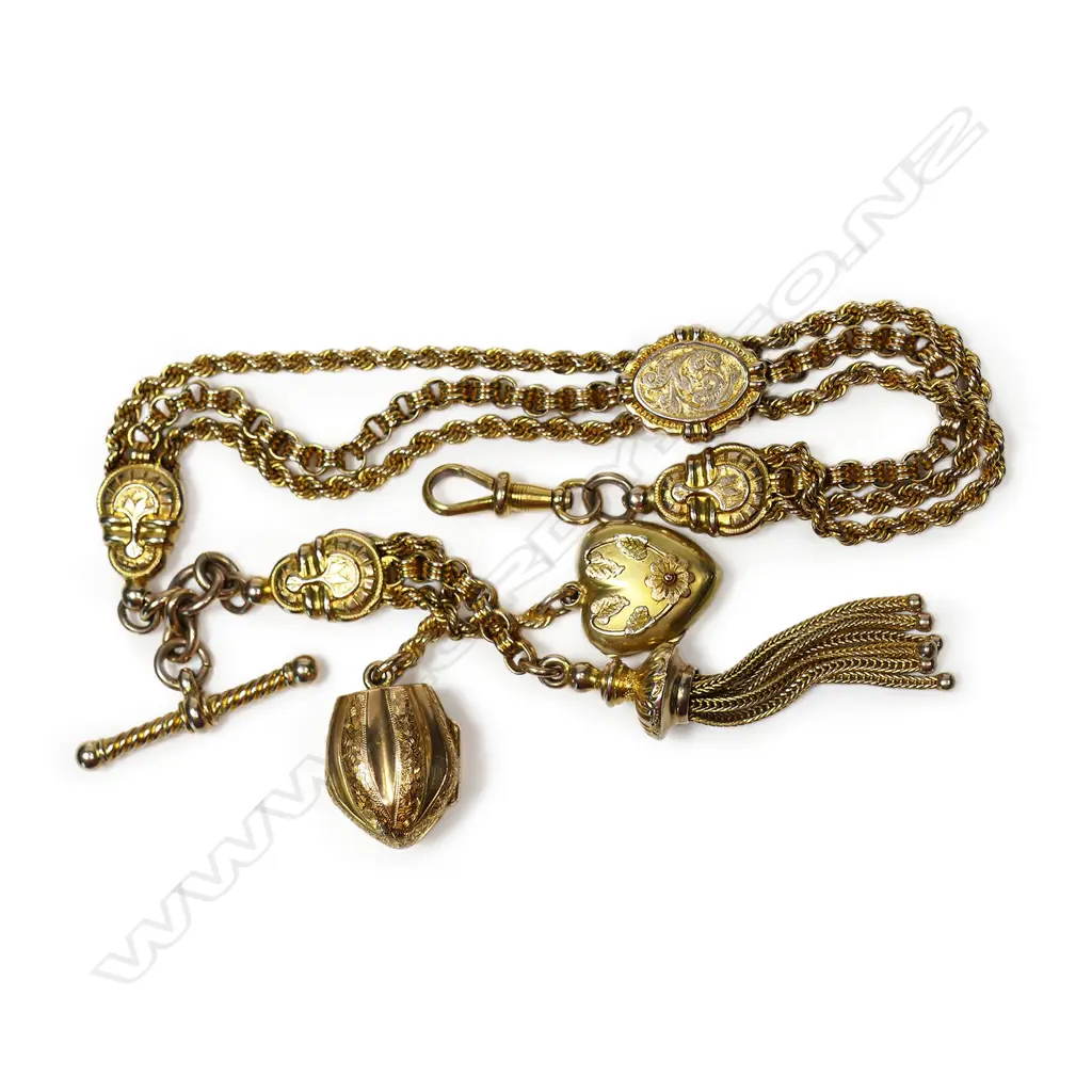 An impressive 19thC 9ct gold fancy Albertina bracelet, Image 1++