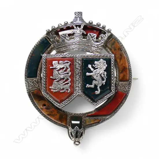 A c.1900 Scottish silver and agate brooch,