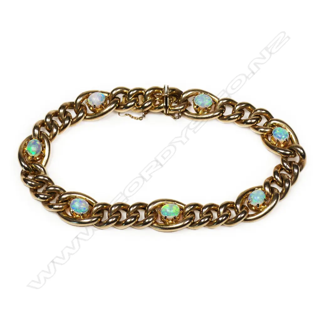 An Edwardian 15ct rose gold and opal bracelet, Image 1++