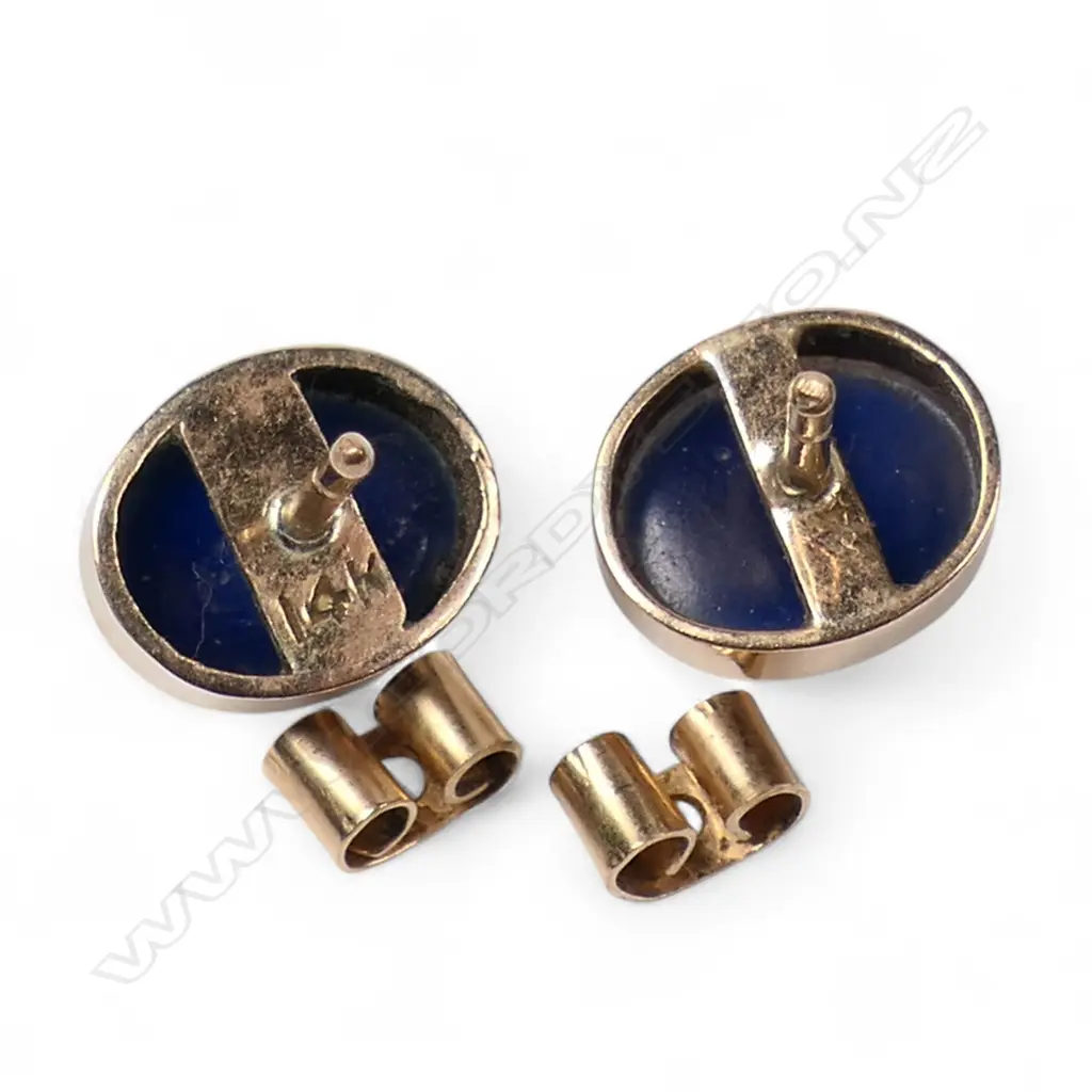 A pair of early 20thC 9ct rose gold and moonstone earrings, Image 1++
