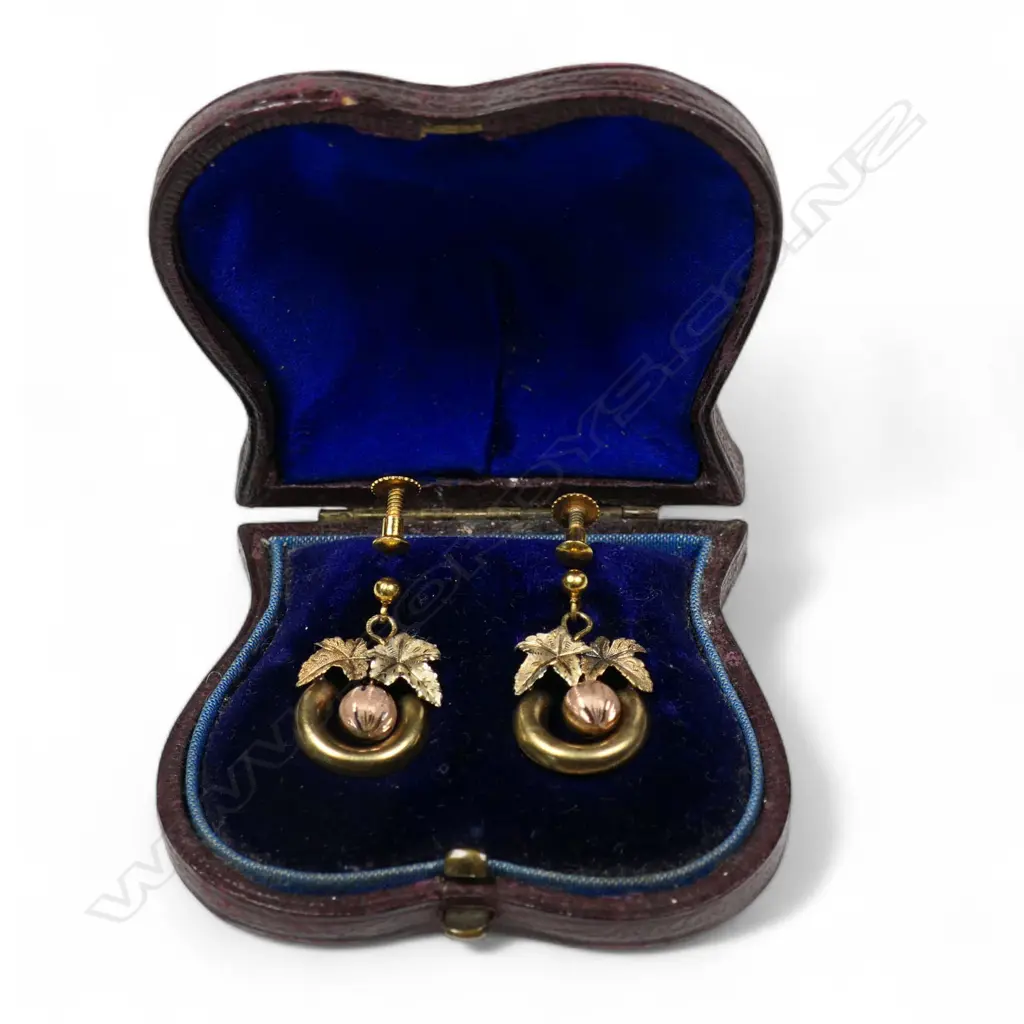 A pair of 9ct yellow and rose gold acorn drop earrings, Image 1++
