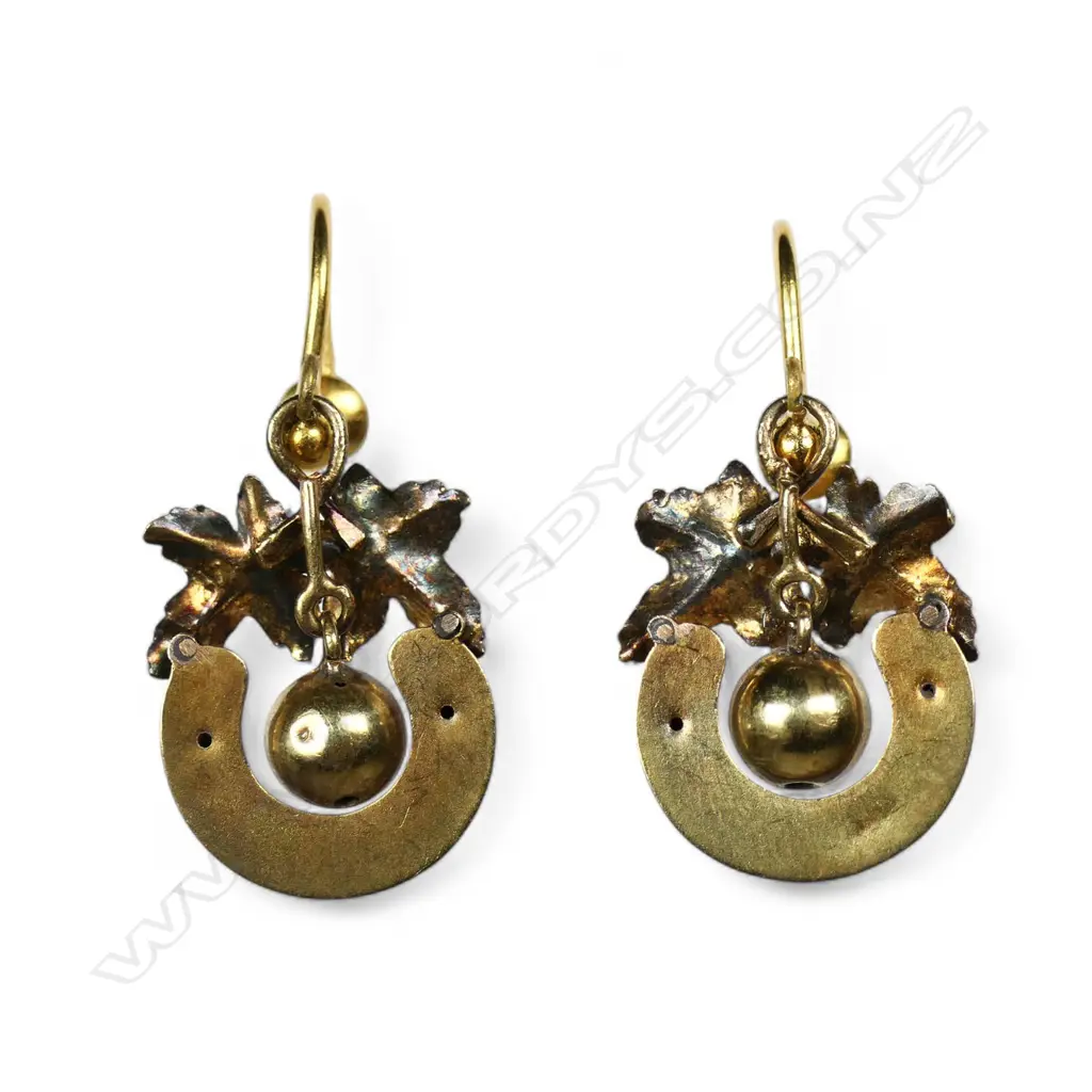 A pair of 9ct yellow and rose gold acorn drop earrings, Image 1++