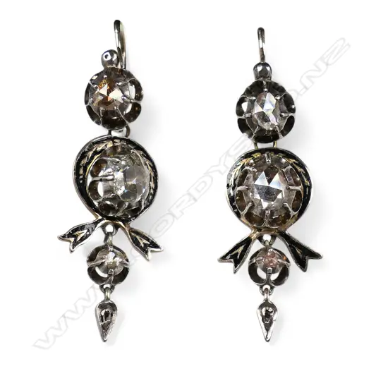 A pair of impressive c.1860 Victorian gold silver and diamond drop earrings,