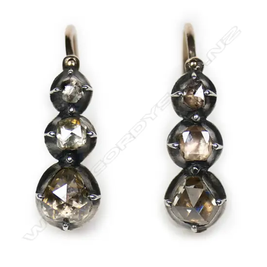 A pair of Georgian silver gilt and diamond earrings,