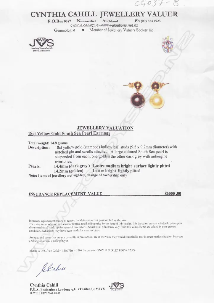 Pair of 18ct gold large South Sea cultured pearl drop earrings, Image 1++