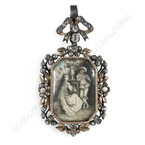 A Georgian silver gilt and paste mourning pendant,