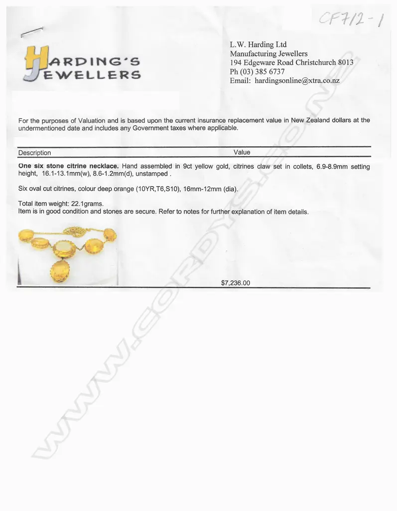 A vintage 9ct yellow gold and six stone citrine necklace, Image 1++