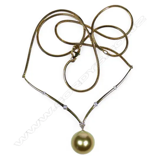 An 18ct gold diamond and pearl necklace,