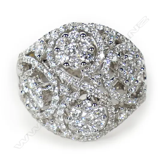 An18ct white gold and diamond multi stone ring,