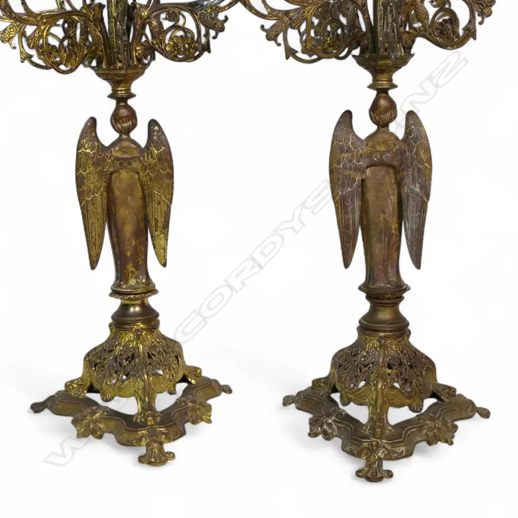 A pair of impressive late 19thC gilded iron French church candelabra, Image 1++