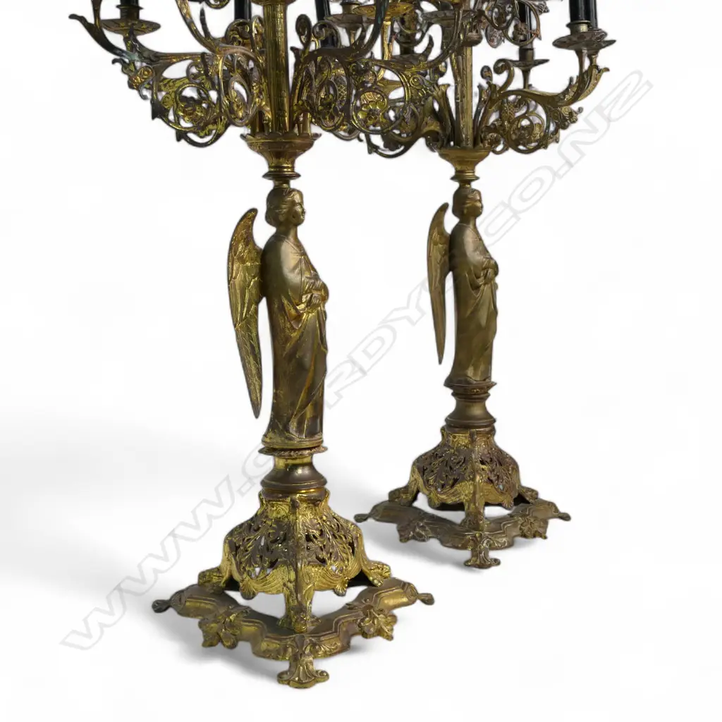 A pair of impressive late 19thC gilded iron French church candelabra, Image 1++