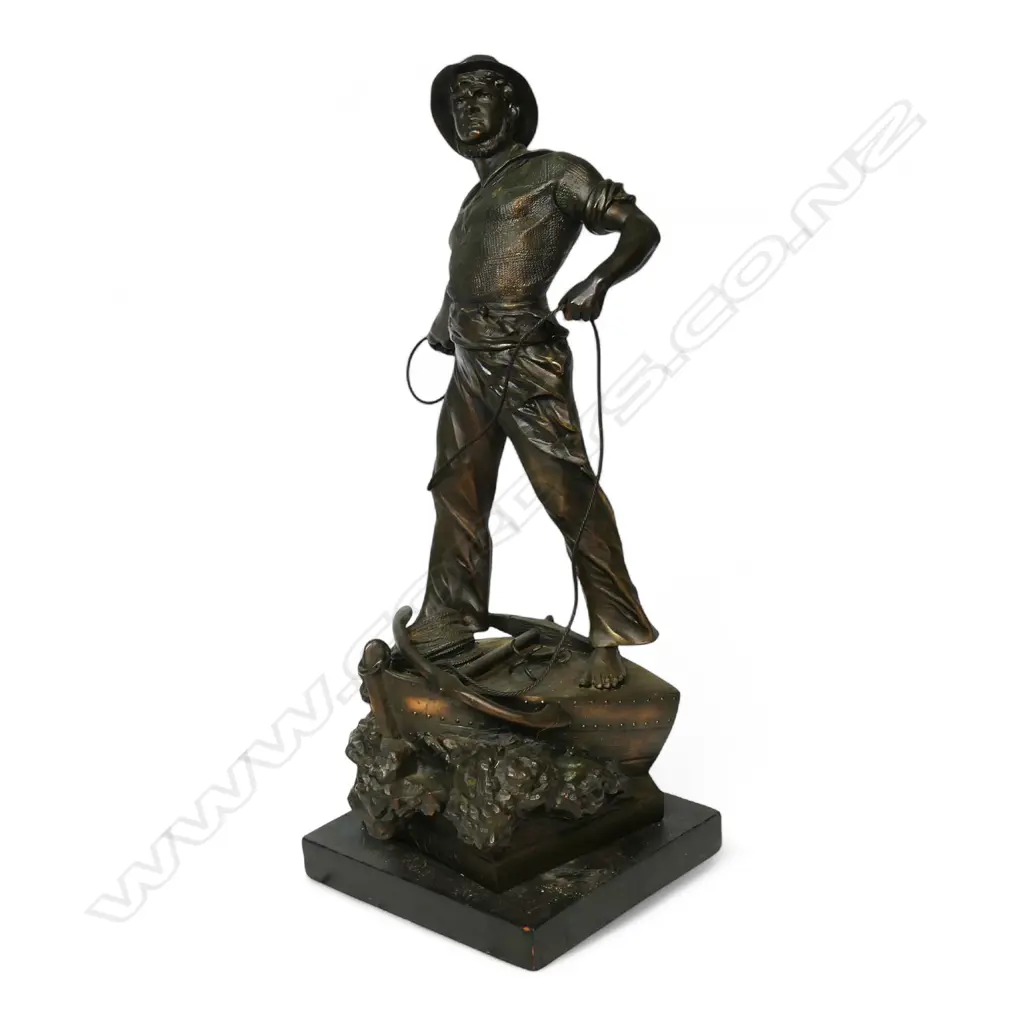 A large 19thC spelter nautical sculpture 'Secours' (Rescue), Image 1++