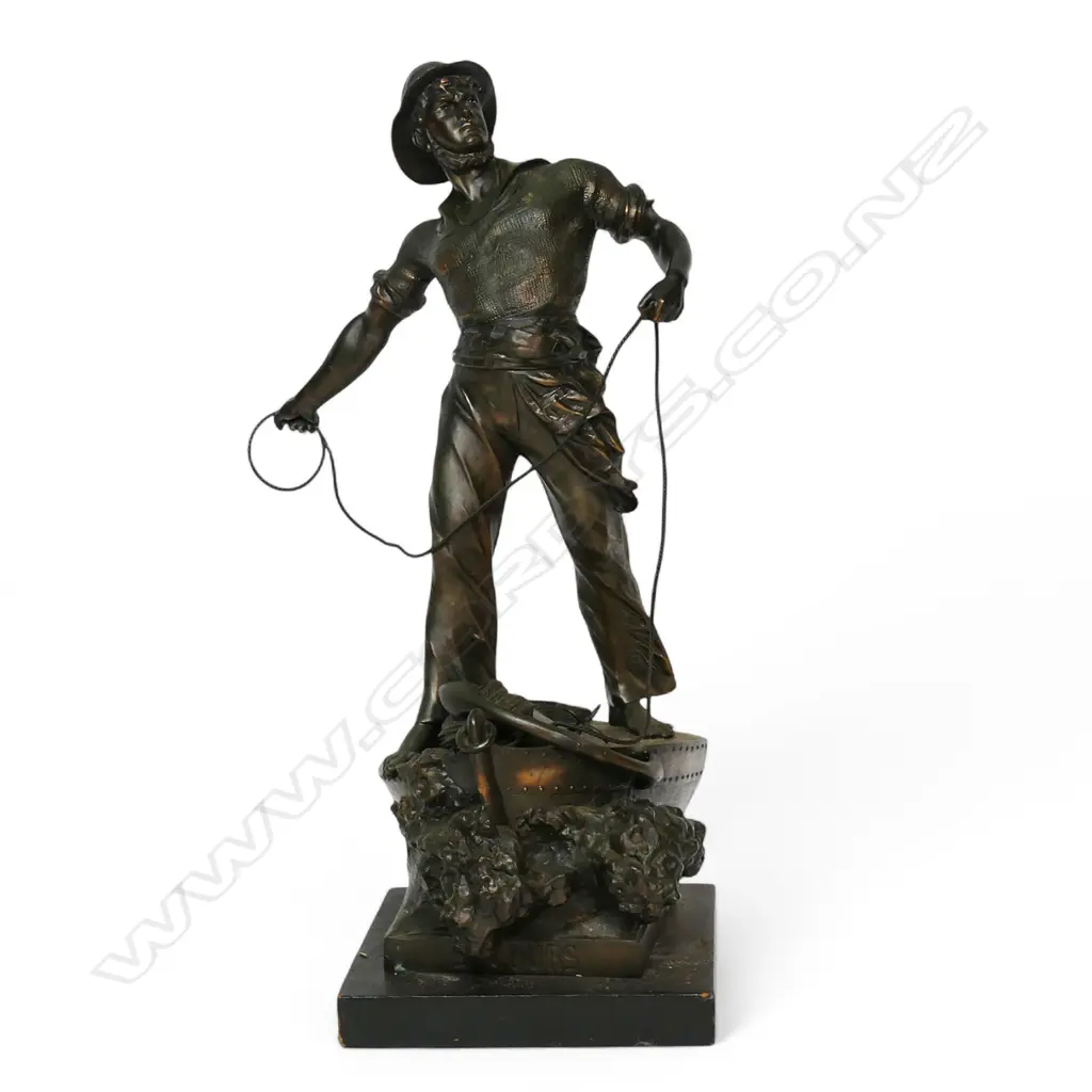 A large 19thC spelter nautical sculpture 'Secours' (Rescue), Image 1++