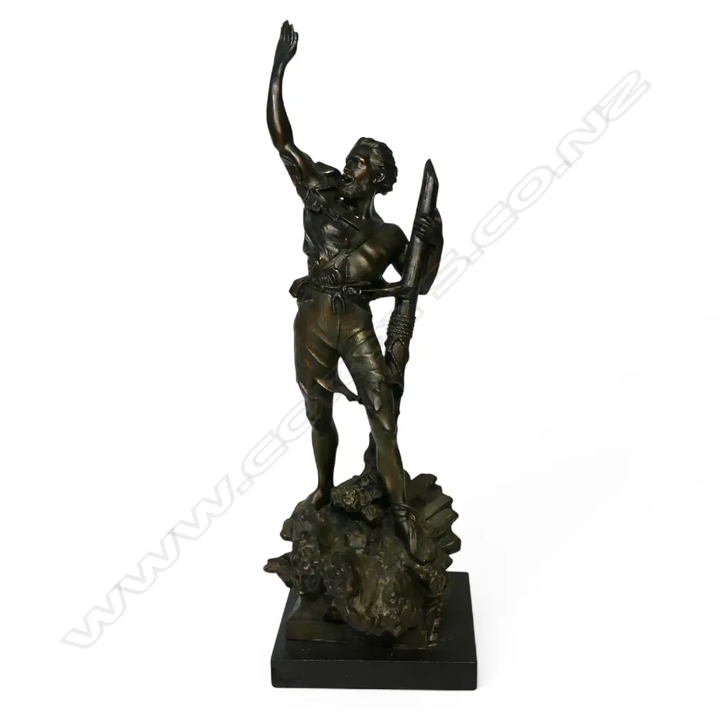 A large 19thC French spelter nautical sculpture titled 'Detresse' (Distress), Image 1++