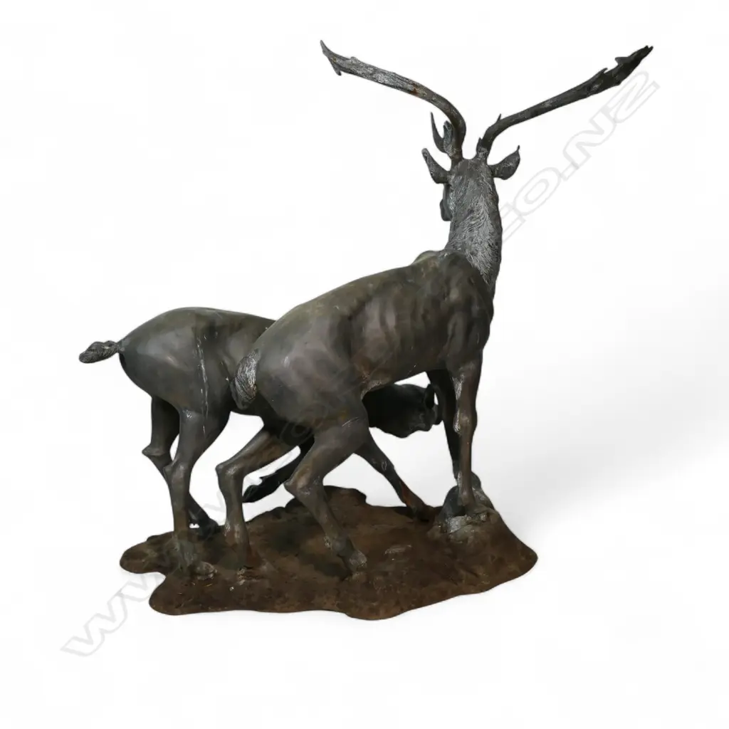 A very large bronze sculpture of a stag and hind, Image 1++