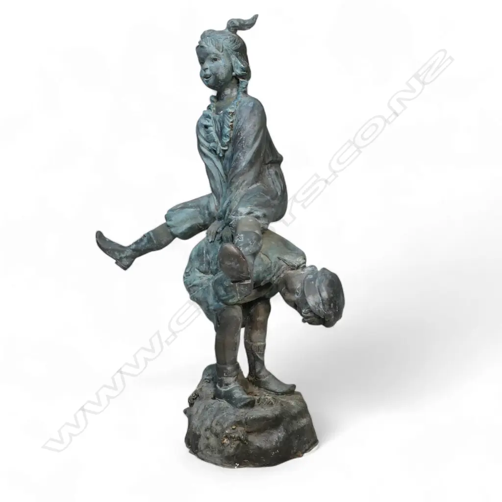 A 20thC very large bronze figure group 'Leapfrog', Image 1++