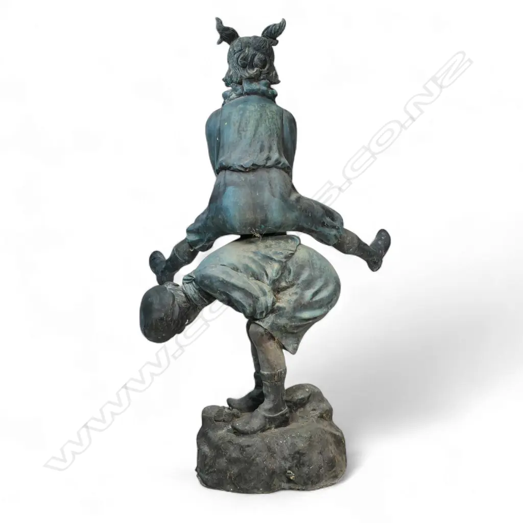 A 20thC very large bronze figure group 'Leapfrog', Image 1++