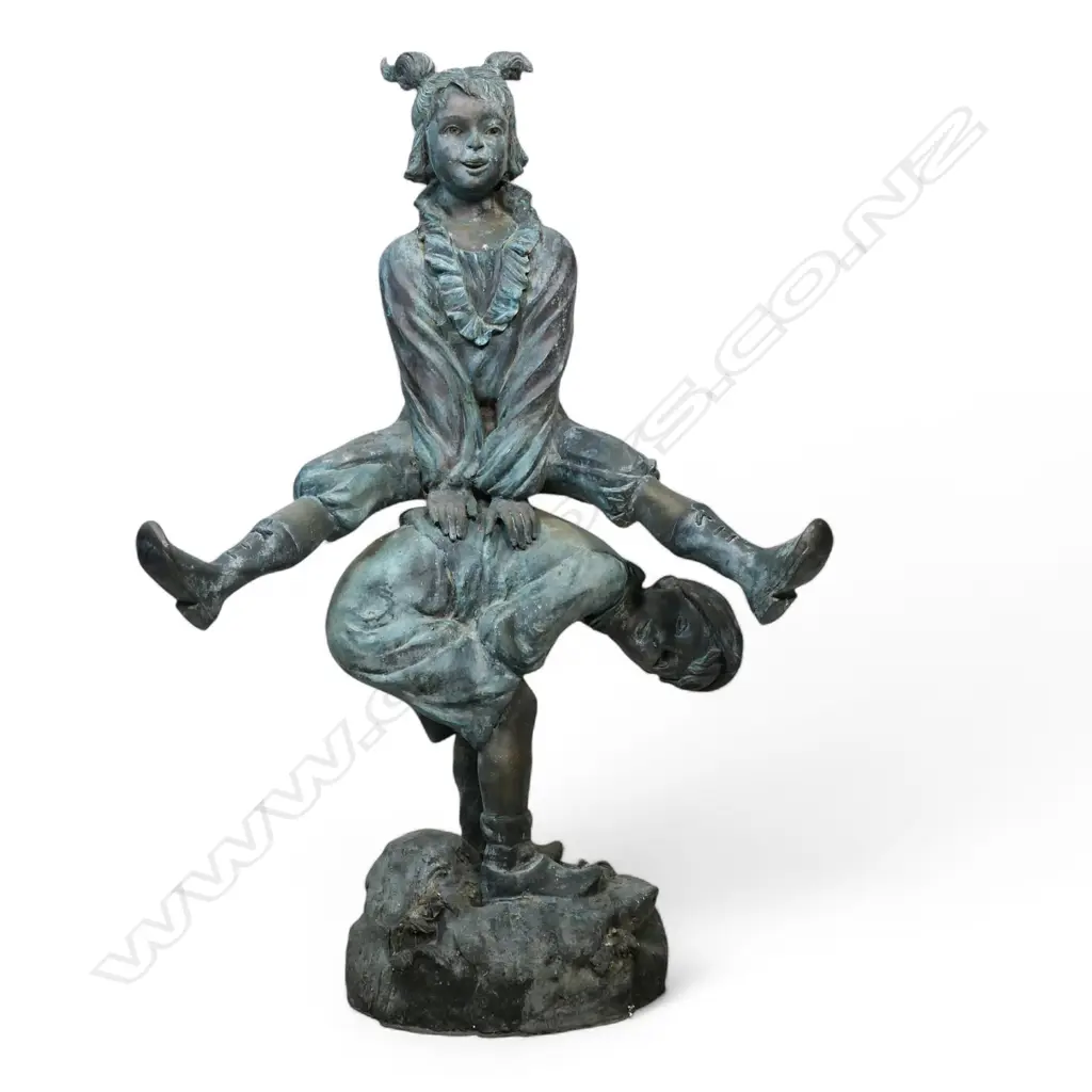 A 20thC very large bronze figure group 'Leapfrog', Image 1++