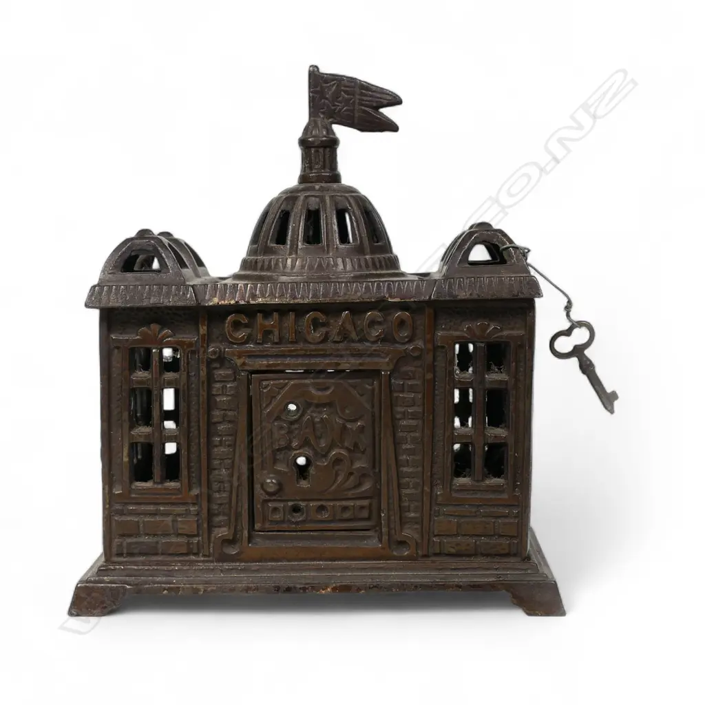 An 1893 John Harper cast iron 'Chicago Bank' still bank, Image 1++