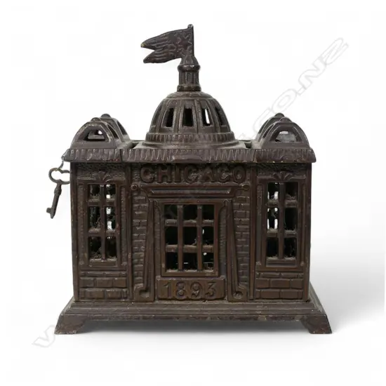 An 1893 John Harper cast iron 'Chicago Bank' still bank,