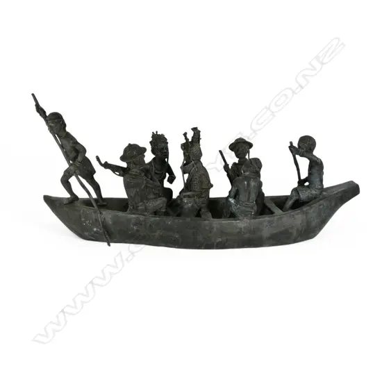 A large and impressive early 20thC Nigerian Benin bronze sculpture,