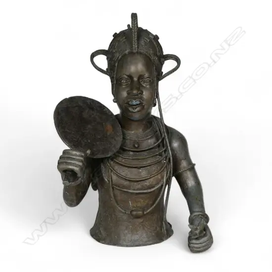 An early 20thC Nigerian Benin bronze bust,