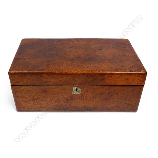 A colonial solid burr totora deeds box,