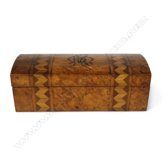 A colonial NZ mixed woods glove box,