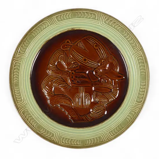 A Crown Lynn Wharetana Māori Art Pottery "Hei Tiki' wall 'plaque',