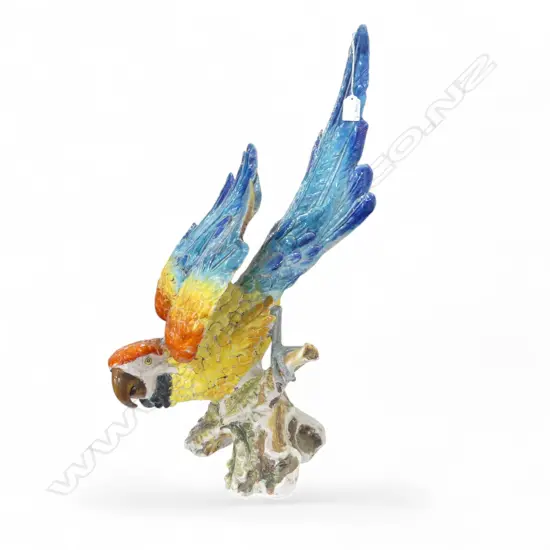 A large vintage Italian pottery Macaw parrot sculpture,