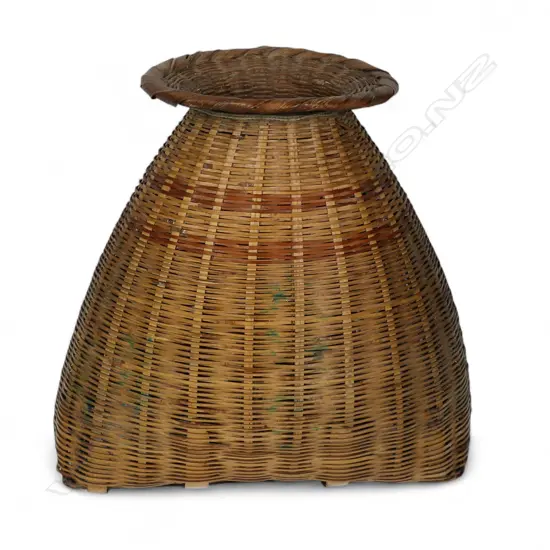 A 19thC Japanese finely carved fisherman's catch basket,