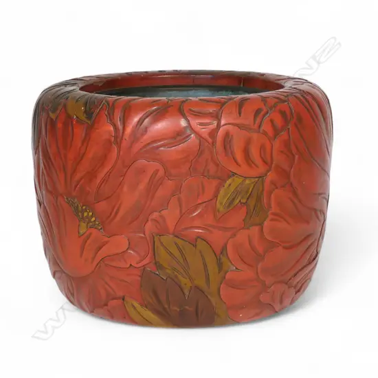 A Japanese Meiji period carved wood hibachi,