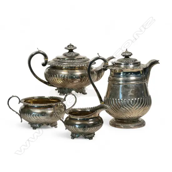 A George III silver four-piece tea service,