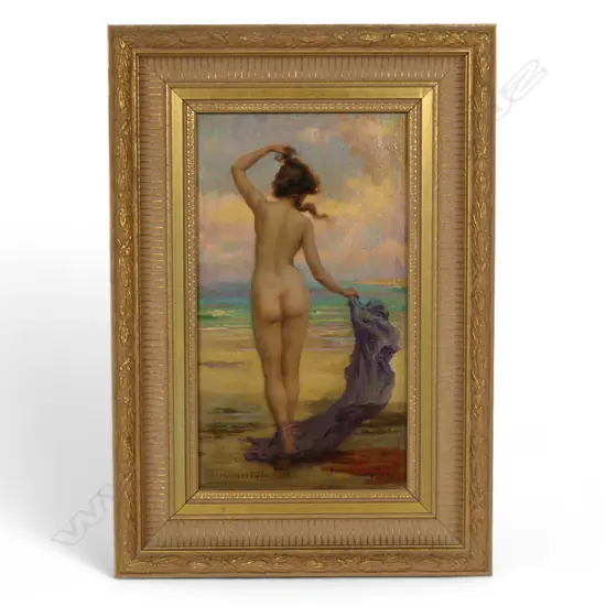 William Hounsom Byles (R.B.A. UK 1872-1940) untitled young woman beach bather,