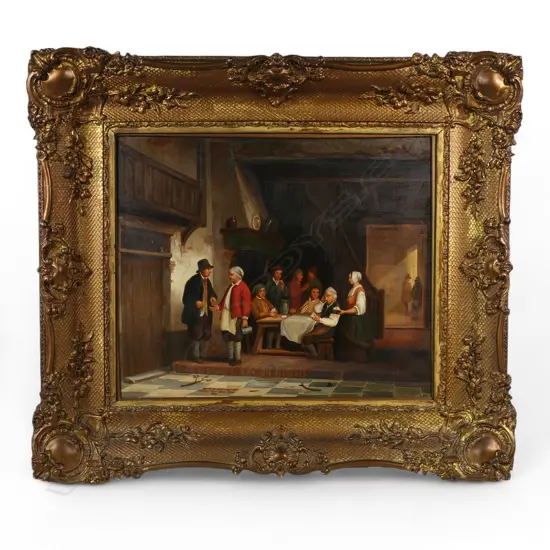 Artist unknown 19thC Dutch school interior scene,