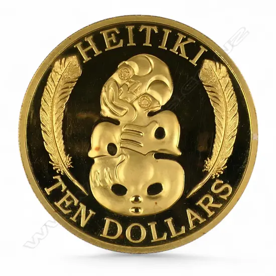 A gold (0.999) NZ 1oz ten-dollar coin,