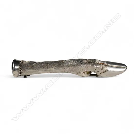 An impressive vintage silver deer's leg brooch,