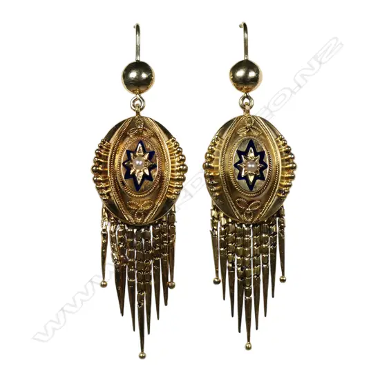 A pair of Victorian 9ct gold drop earrings,