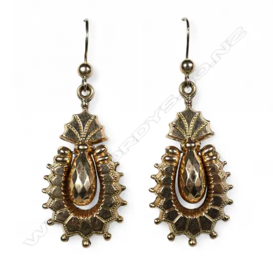 A pair of Victorian 9ct gold drop earrings,