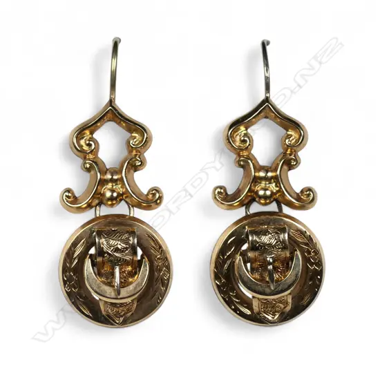 A pair of Victorian 9ct gold drop earrings,