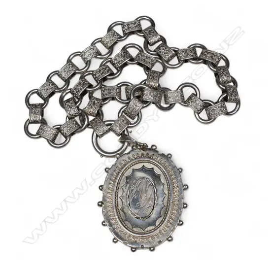 A Victorian silver mayoral chain and locket,