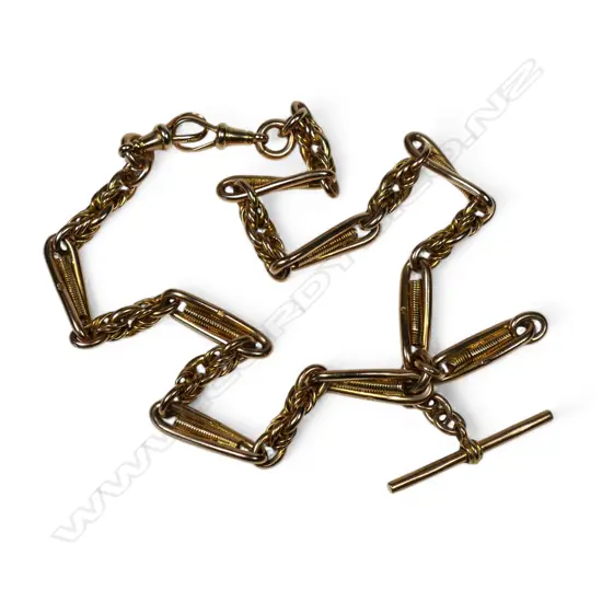 A c.1900 15ct gilded rose gold fancy link Albert chain,